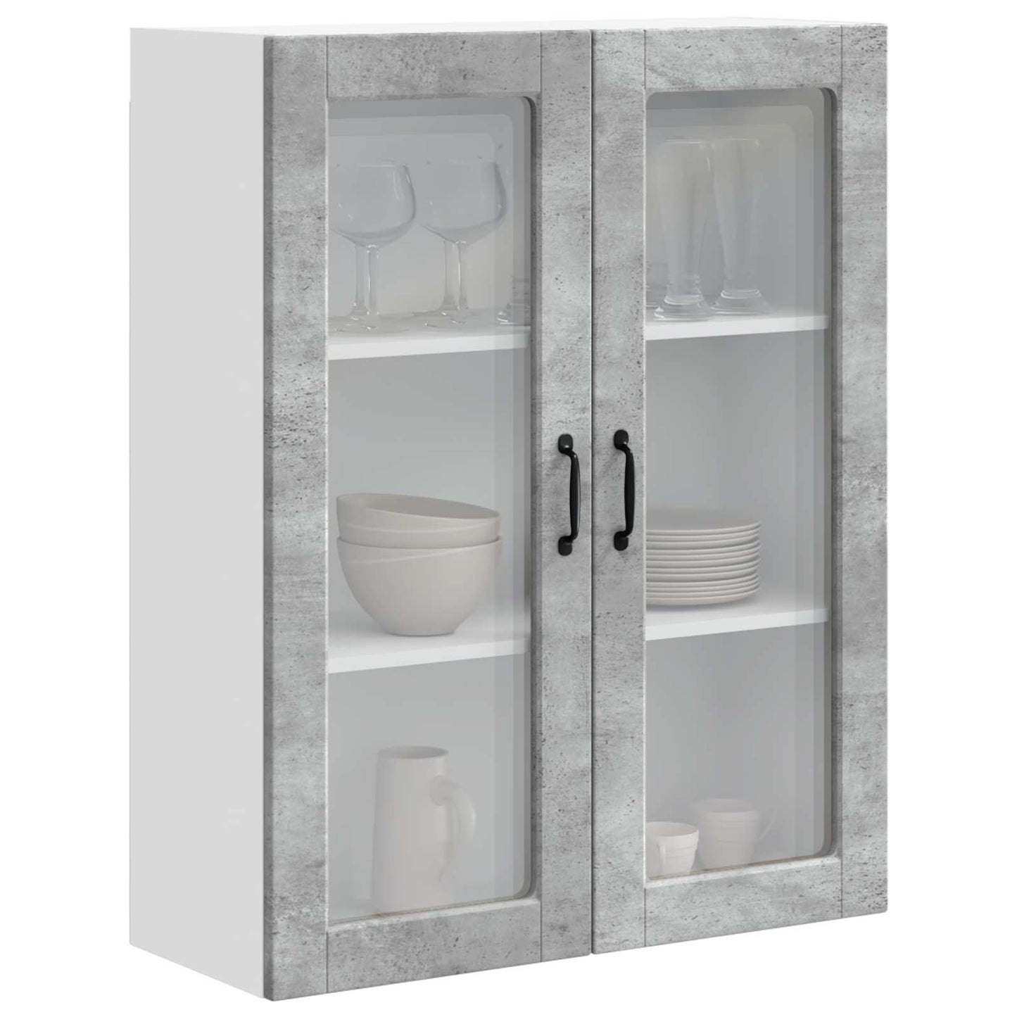 vidaXL Wall Glass Cabinet PORTO Concrete Grey 80 x 31 x 100 cm