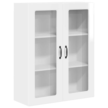 vidaXL Wall Glass Cabinet PORTO High Gloss White 80 x 31 x 100 cm