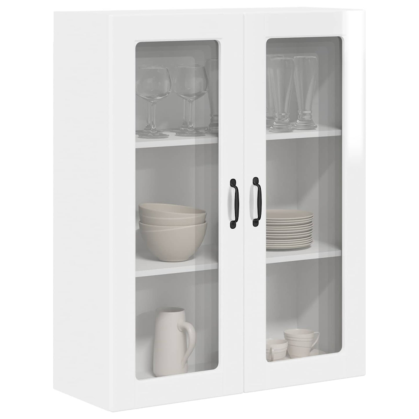 vidaXL Wall Glass Cabinet PORTO High Gloss White 80 x 31 x 100 cm