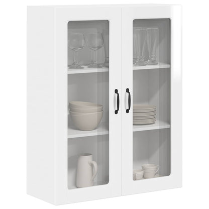 vidaXL Wall Glass Cabinet PORTO High Gloss White 80 x 31 x 100 cm