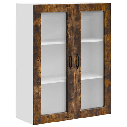 vidaXL Wall Glass Cabinet PORTO Smoked Oak 80 x 31 x 100 cm