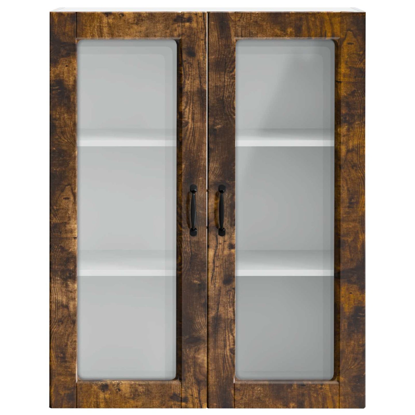 vidaXL Wall Glass Cabinet PORTO Smoked Oak 80 x 31 x 100 cm
