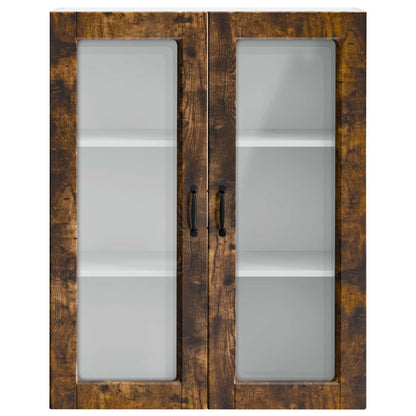 vidaXL Wall Glass Cabinet PORTO Smoked Oak 80 x 31 x 100 cm