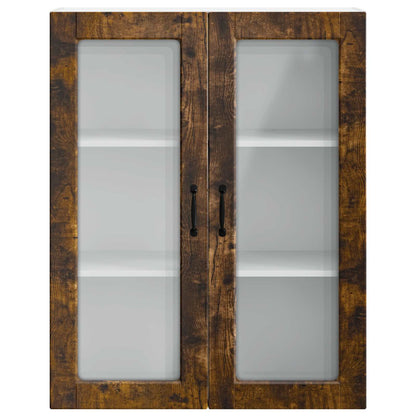 vidaXL Wall Glass Cabinet PORTO Smoked Oak 80 x 31 x 100 cm
