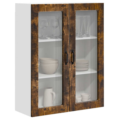 vidaXL Wall Glass Cabinet PORTO Smoked Oak 80 x 31 x 100 cm