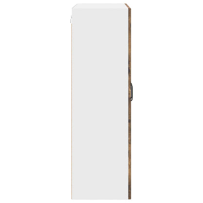 vidaXL Wall Glass Cabinet PORTO Smoked Oak 80 x 31 x 100 cm