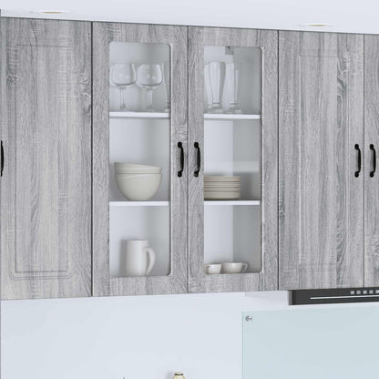 vidaXL Wall Glass Cabinet PORTO Grey Sonoma 80 x 31 x 100 cm