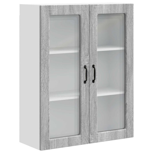 vidaXL Wall Glass Cabinet PORTO Grey Sonoma 80 x 31 x 100 cm