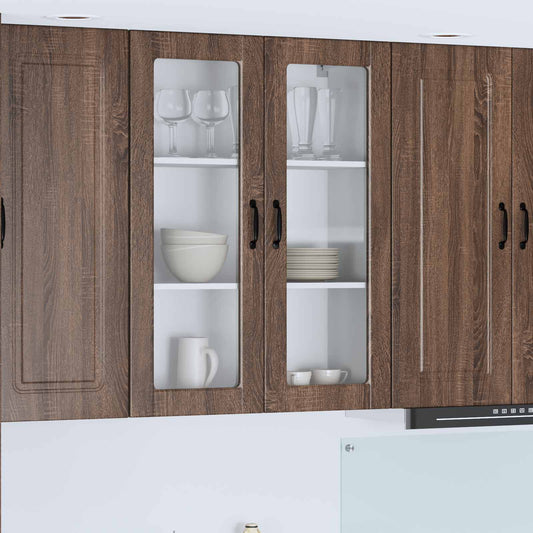 vidaXL Wall Glass Cabinet PORTO Brown Oak 80 x 31 x 100 cm