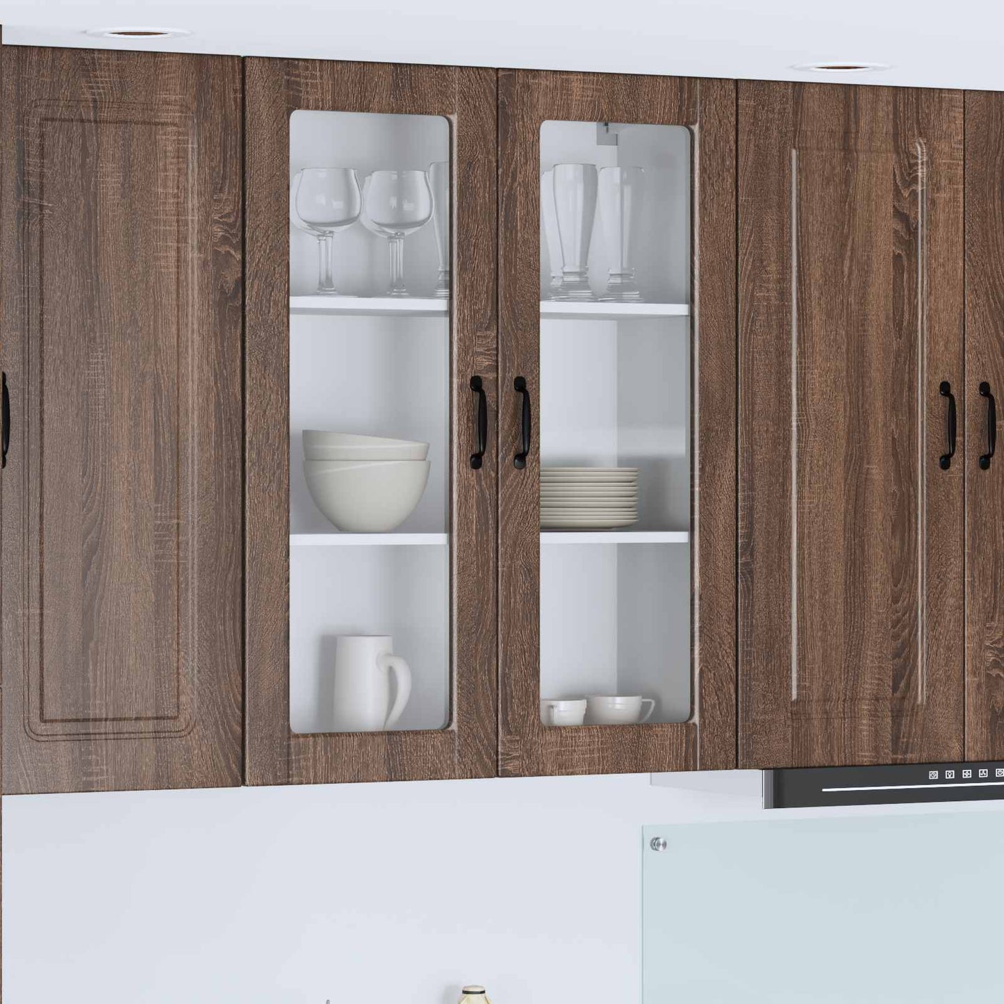 vidaXL Wall Glass Cabinet PORTO Brown Oak 80 x 31 x 100 cm