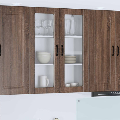 vidaXL Wall Glass Cabinet PORTO Brown Oak 80 x 31 x 100 cm