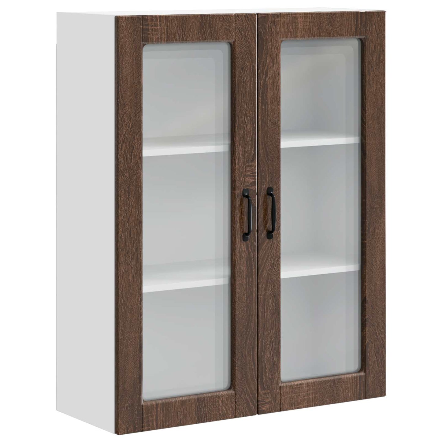 vidaXL Wall Glass Cabinet PORTO Brown Oak 80 x 31 x 100 cm
