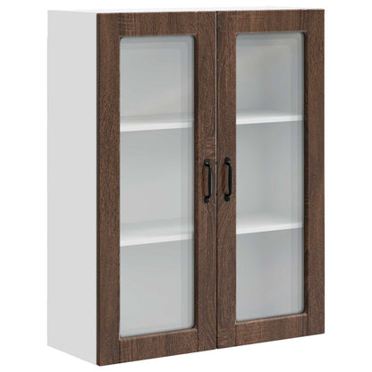 vidaXL Wall Glass Cabinet PORTO Brown Oak 80 x 31 x 100 cm