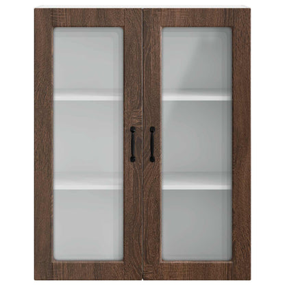 vidaXL Wall Glass Cabinet PORTO Brown Oak 80 x 31 x 100 cm