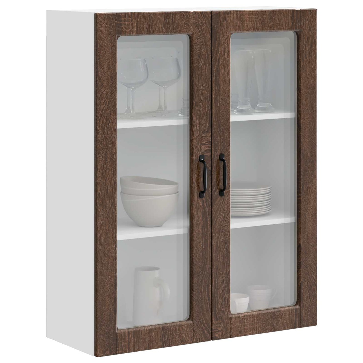 vidaXL Wall Glass Cabinet PORTO Brown Oak 80 x 31 x 100 cm