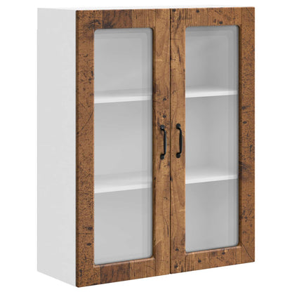 vidaXL Wall Glass Cabinet PORTO Old Wood 80 x 31 x 100 cm
