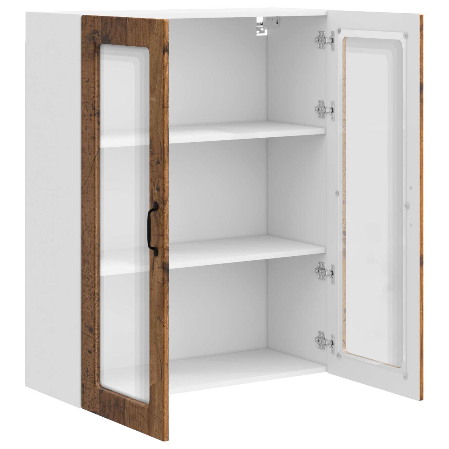 vidaXL Wall Glass Cabinet PORTO Old Wood 80 x 31 x 100 cm