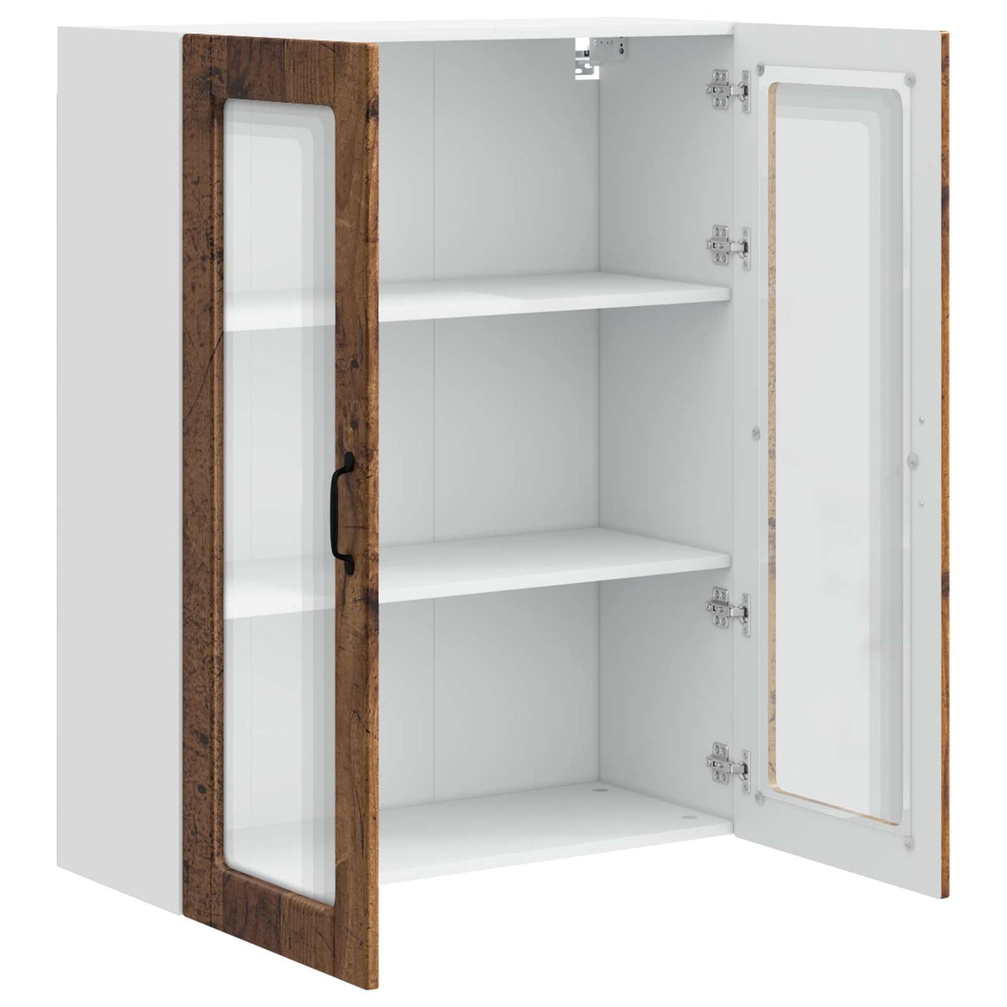 vidaXL Wall Glass Cabinet PORTO Old Wood 80 x 31 x 100 cm