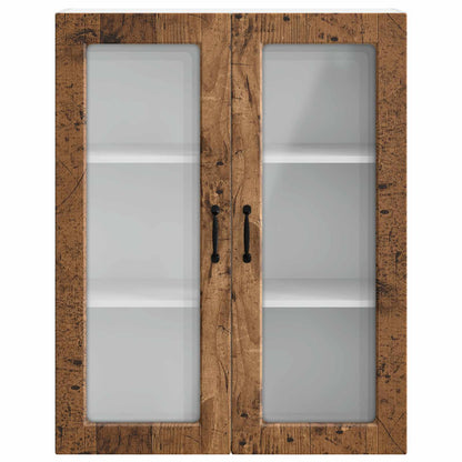 vidaXL Wall Glass Cabinet PORTO Old Wood 80 x 31 x 100 cm