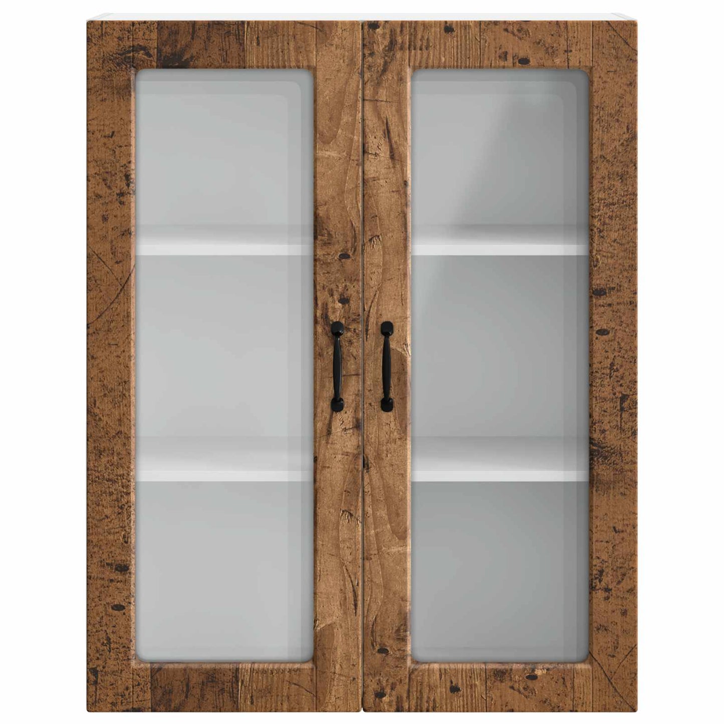 vidaXL Wall Glass Cabinet PORTO Old Wood 80 x 31 x 100 cm