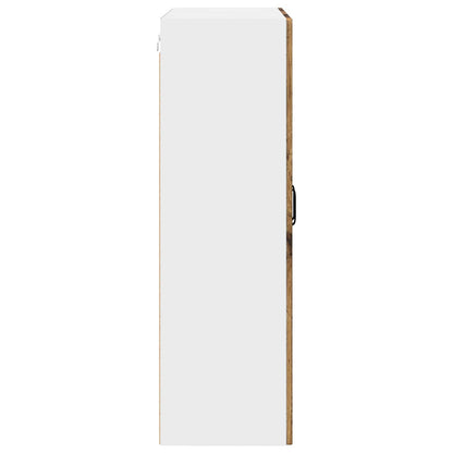 vidaXL Wall Glass Cabinet PORTO Old Wood 80 x 31 x 100 cm