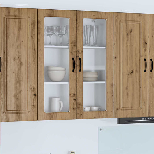 vidaXL Wall Glass Cabinet PORTO Artisan Oak 80 x 31 x 100 cm