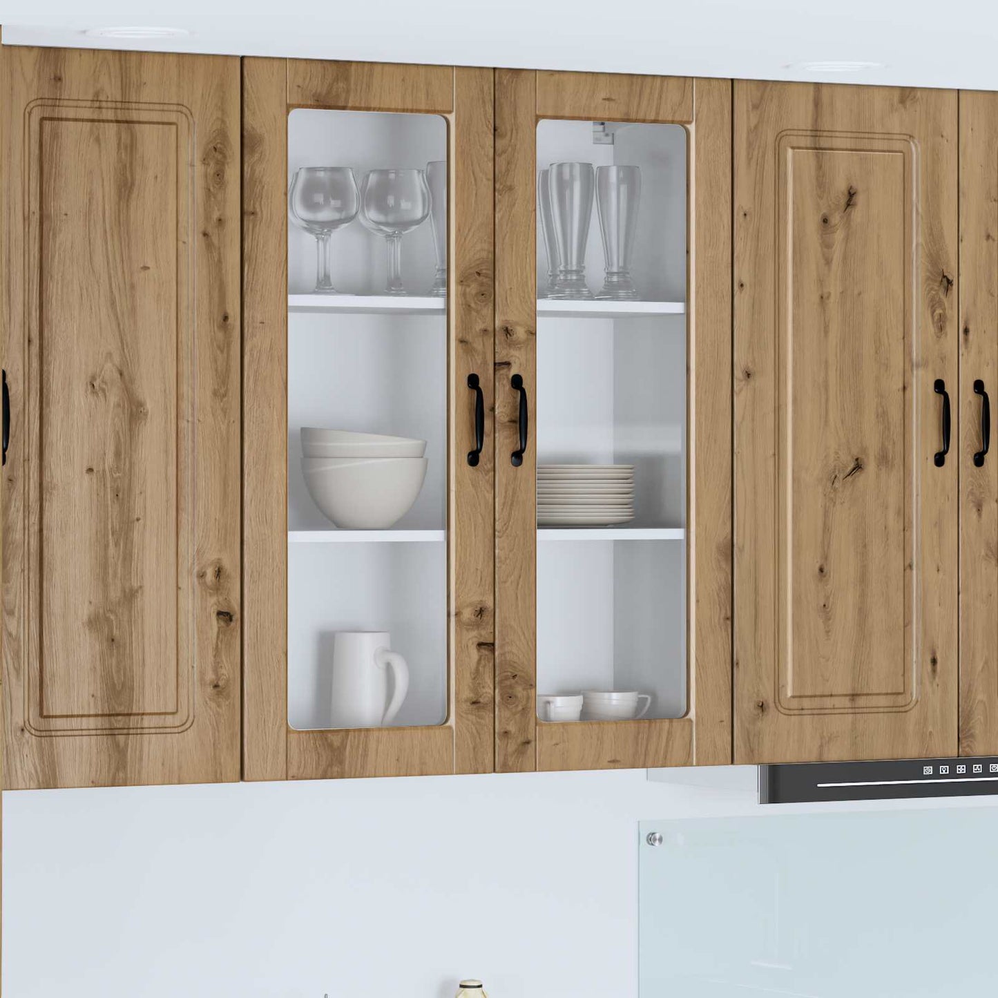 vidaXL Wall Glass Cabinet PORTO Artisan Oak 80 x 31 x 100 cm