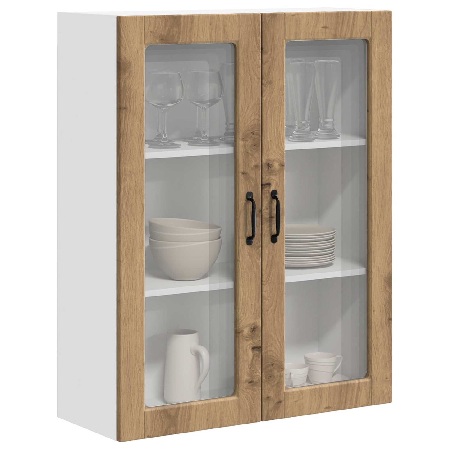 vidaXL Wall Glass Cabinet PORTO Artisan Oak 80 x 31 x 100 cm