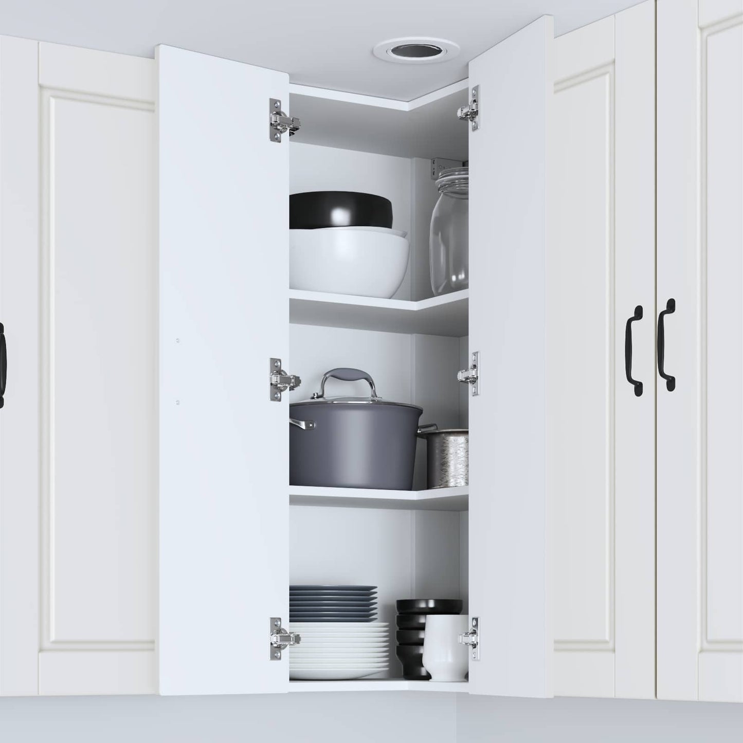 vidaXL Wall Corner Cabinet PORTO White 57 x 57 x 100 cm