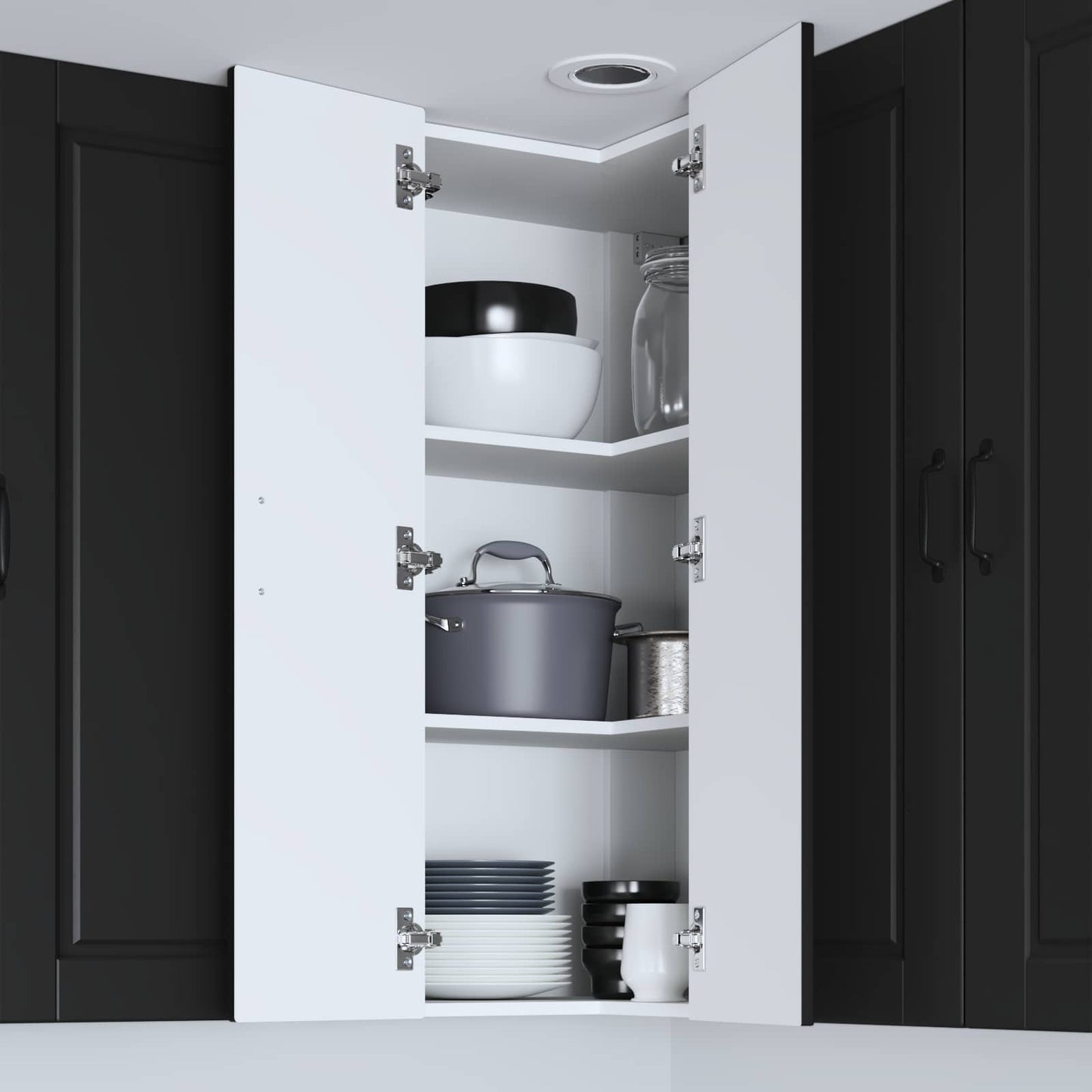 vidaXL Wall Corner Cabinet PORTO Black 57 x 57 x 100 cm