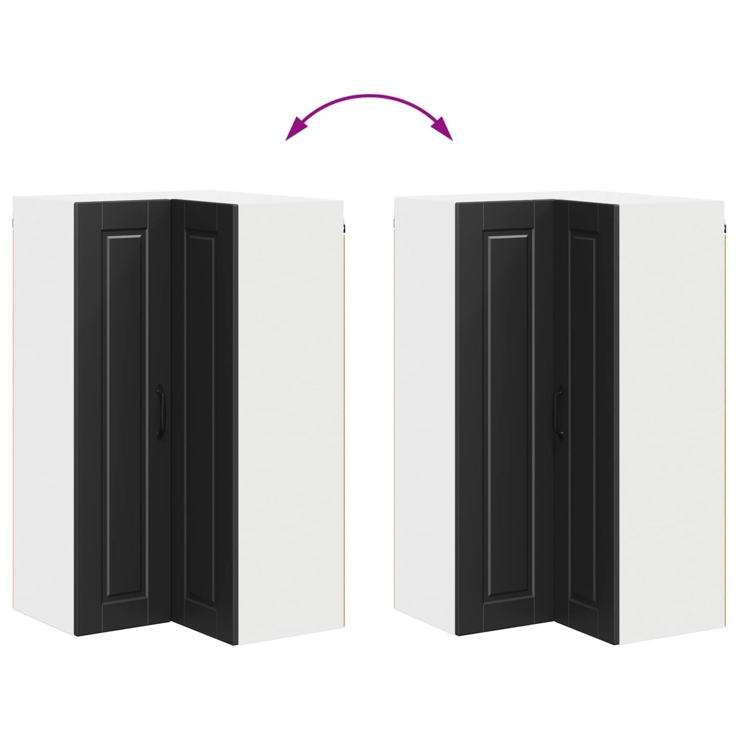 vidaXL Wall Corner Cabinet PORTO Black 57 x 57 x 100 cm