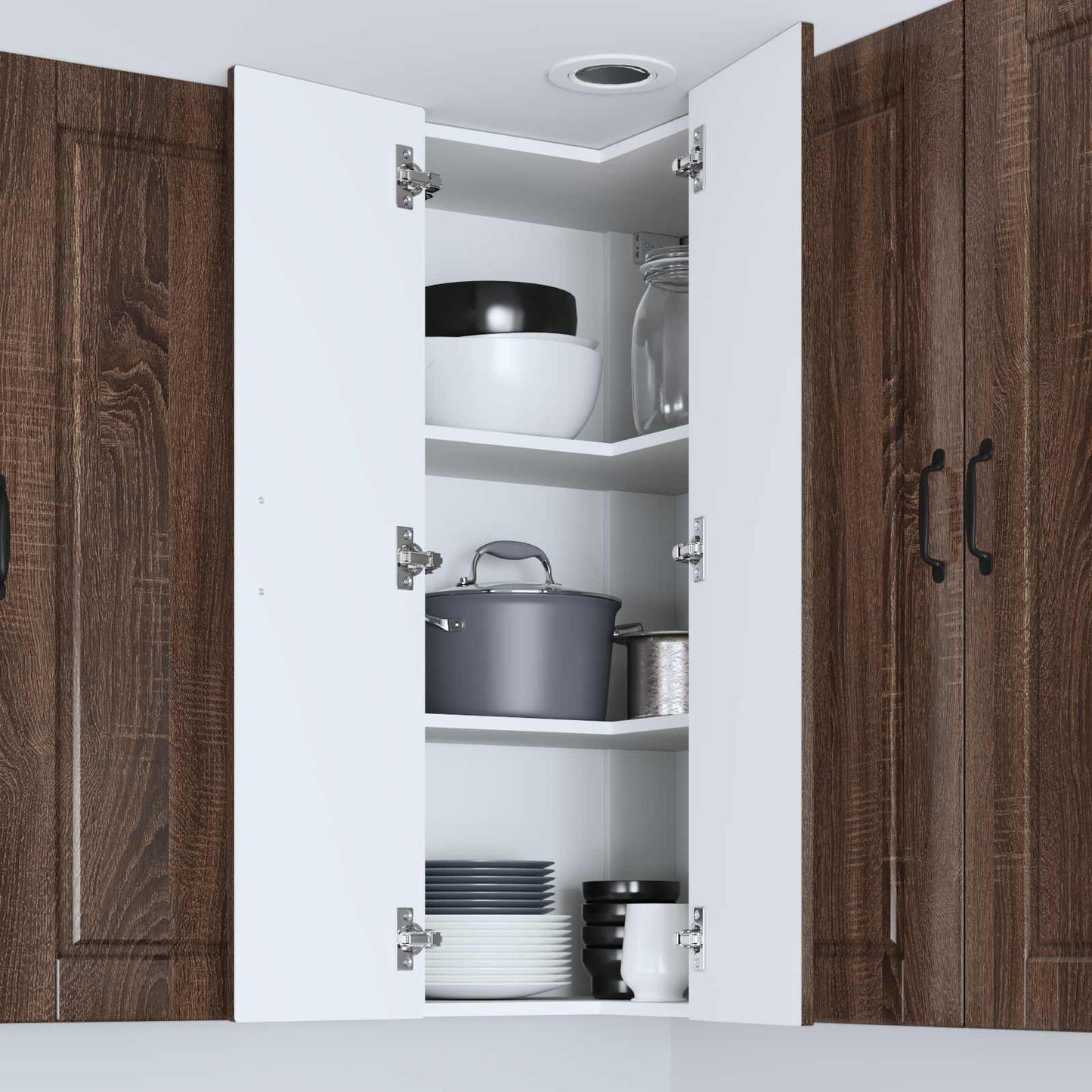 vidaXL Wall Corner Cabinet PORTO Brown Oak 57 x 57 x 100 cm