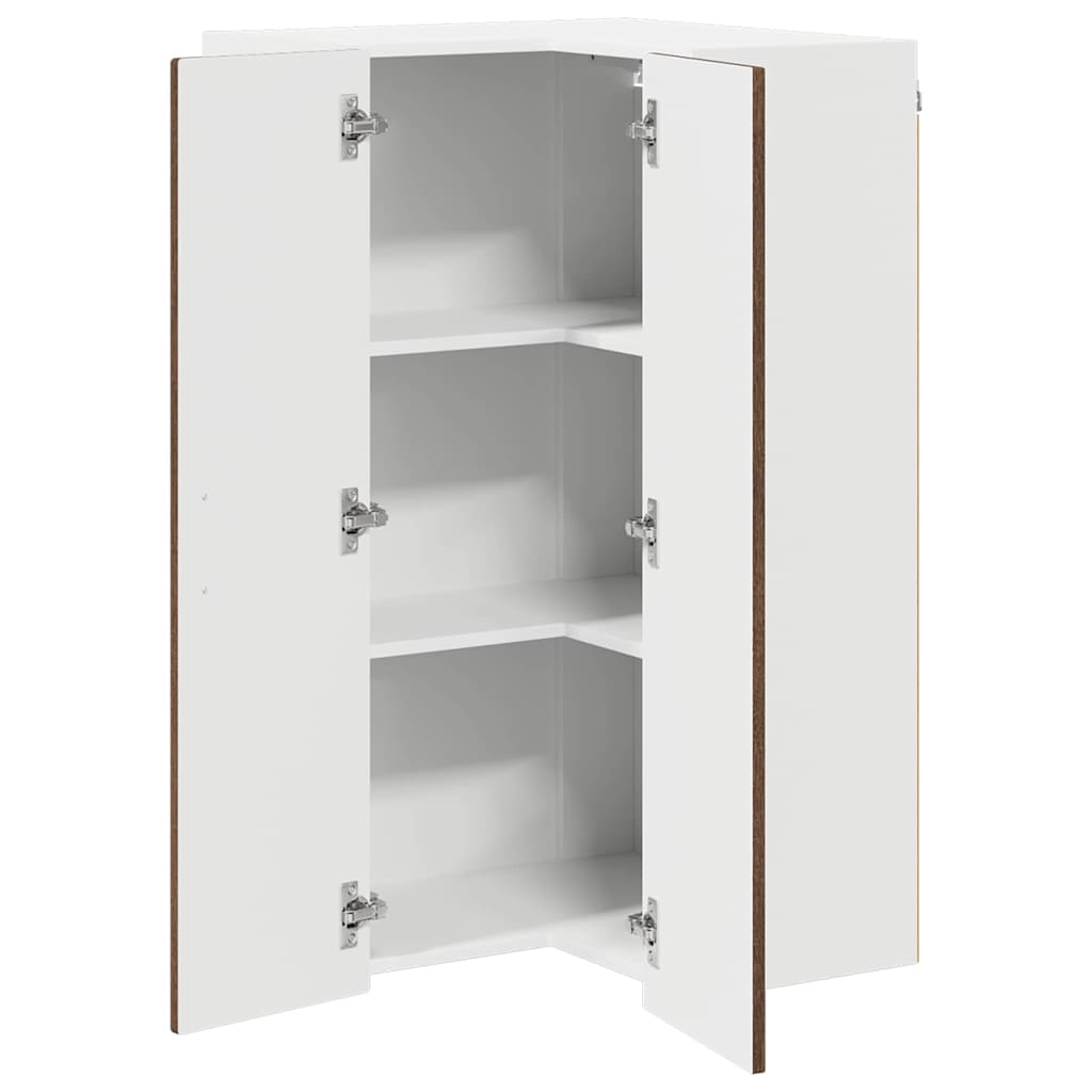 vidaXL Wall Corner Cabinet PORTO Brown Oak 57 x 57 x 100 cm