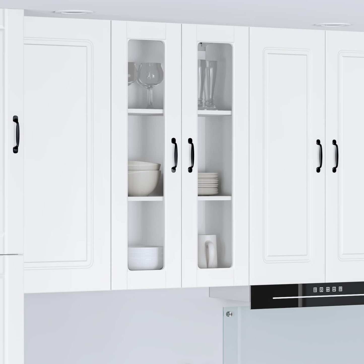 vidaXL Wall Glass Cabinet PORTO White 60 x 31 x 100 cm Engineered Wood