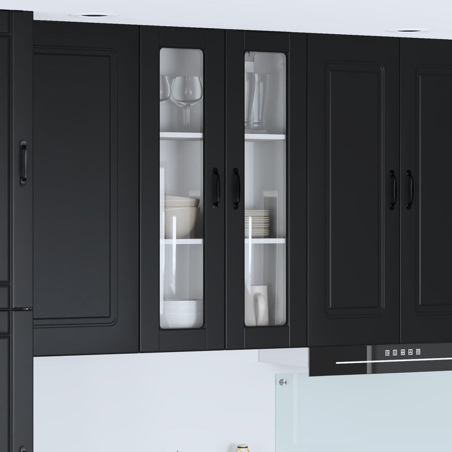 vidaXL Wall Glass Cabinet PORTO Black 60 x 31 x 100 cm Engineered Wood
