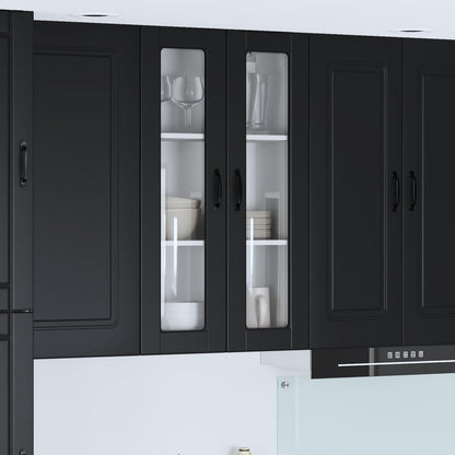 vidaXL Wall Glass Cabinet PORTO Black 60 x 31 x 100 cm Engineered Wood