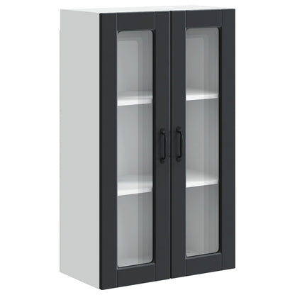 vidaXL Wall Glass Cabinet PORTO Black 60 x 31 x 100 cm Engineered Wood