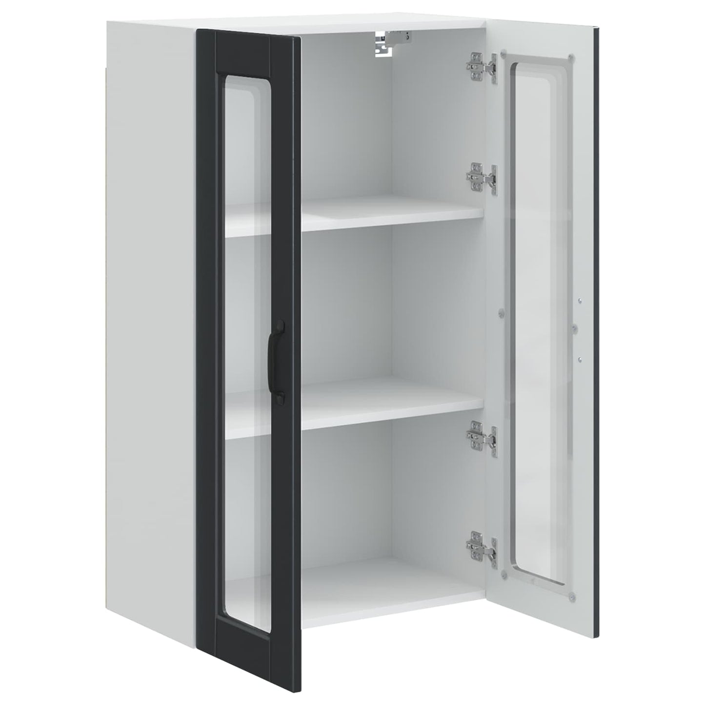 vidaXL Wall Glass Cabinet PORTO Black 60 x 31 x 100 cm Engineered Wood