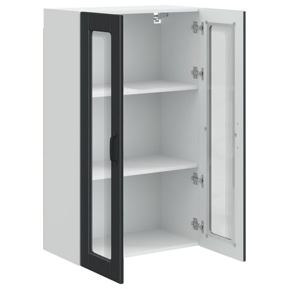 vidaXL Wall Glass Cabinet PORTO Black 60 x 31 x 100 cm Engineered Wood