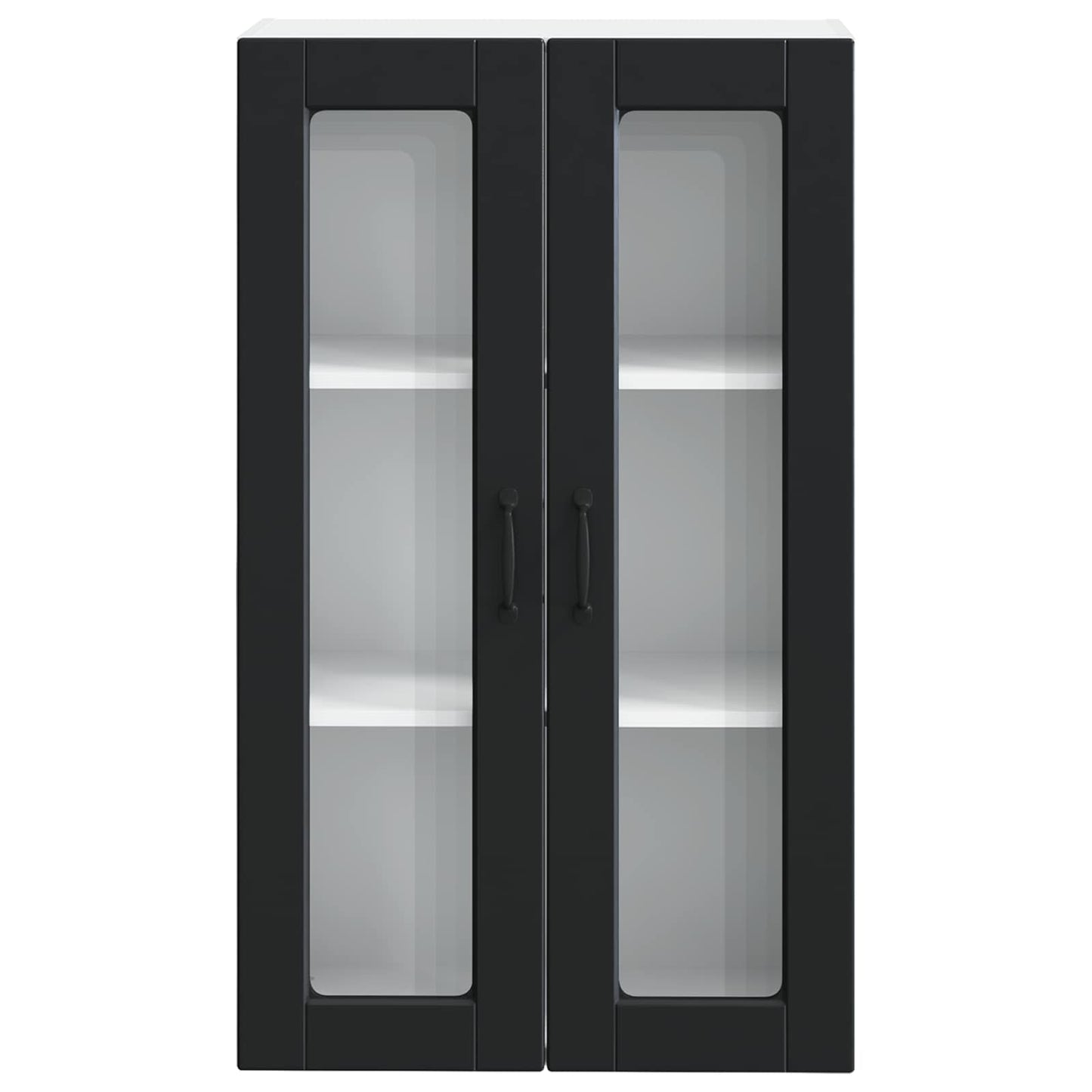 vidaXL Wall Glass Cabinet PORTO Black 60 x 31 x 100 cm Engineered Wood