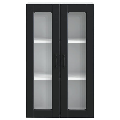 vidaXL Wall Glass Cabinet PORTO Black 60 x 31 x 100 cm Engineered Wood