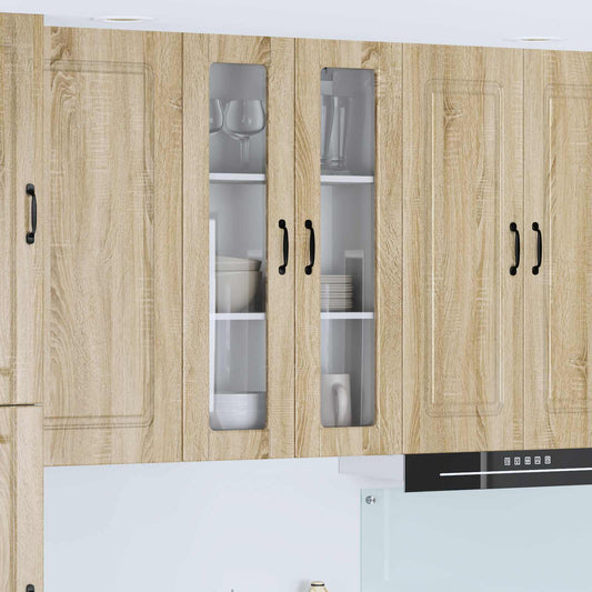 vidaXL Wall Glass Cabinet PORTO Sonoma Oak 60 x 31 x 100 cm