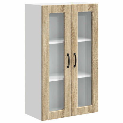 vidaXL Wall Glass Cabinet PORTO Sonoma Oak 60 x 31 x 100 cm