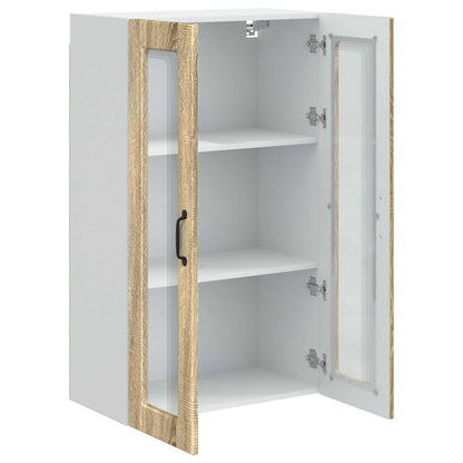 vidaXL Wall Glass Cabinet PORTO Sonoma Oak 60 x 31 x 100 cm