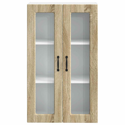 vidaXL Wall Glass Cabinet PORTO Sonoma Oak 60 x 31 x 100 cm