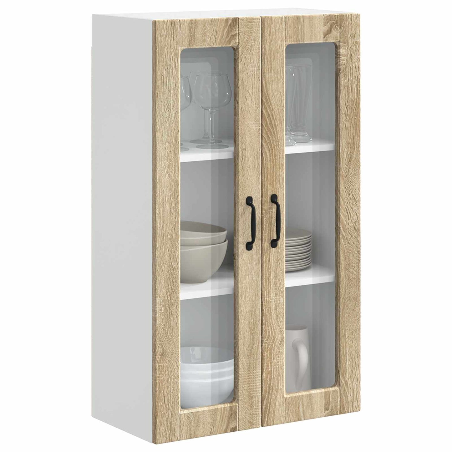 vidaXL Wall Glass Cabinet PORTO Sonoma Oak 60 x 31 x 100 cm