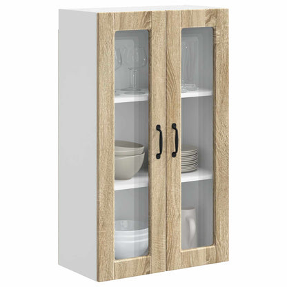 vidaXL Wall Glass Cabinet PORTO Sonoma Oak 60 x 31 x 100 cm