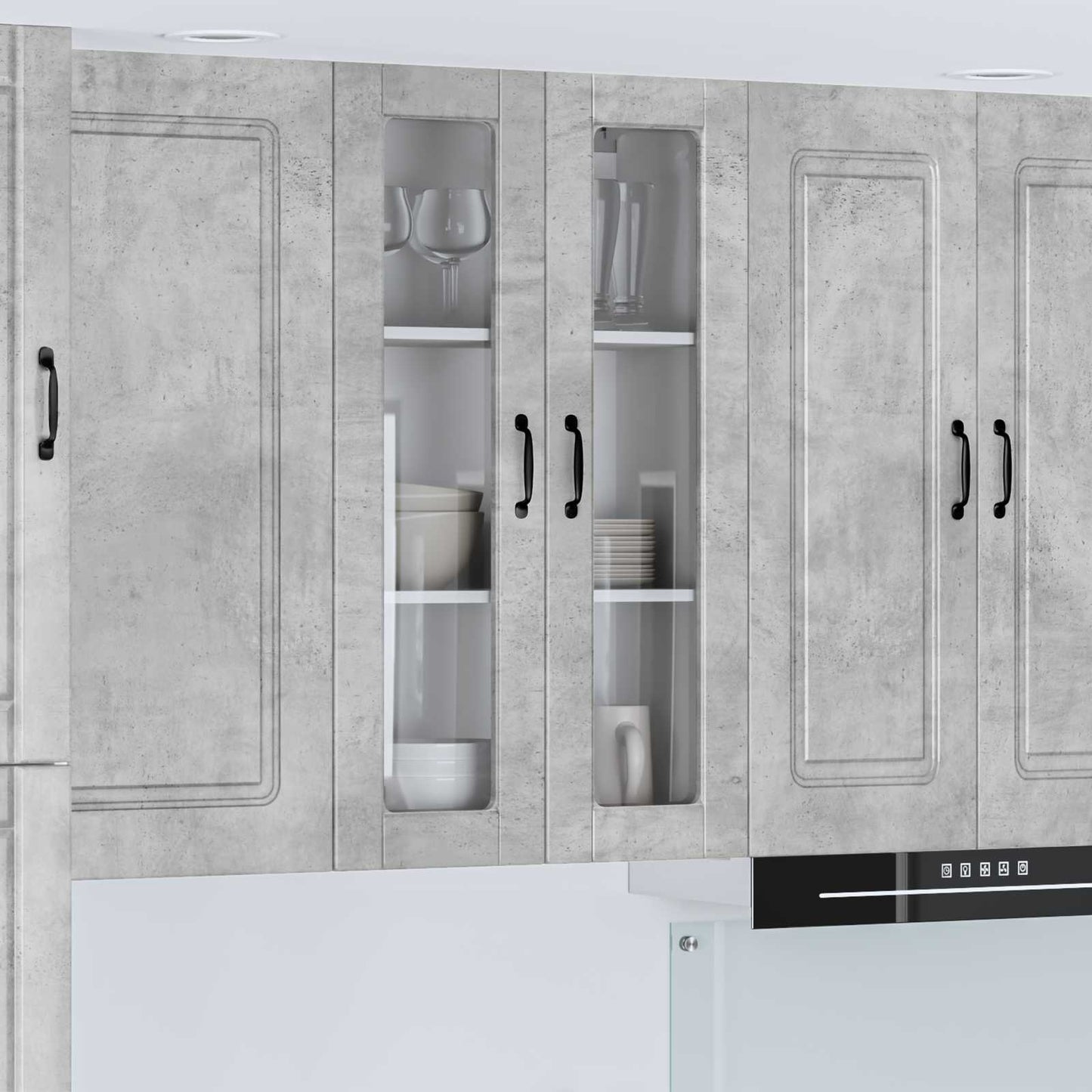 vidaXL Wall Glass Cabinet PORTO Concrete Grey 60 x 31 x 100 cm