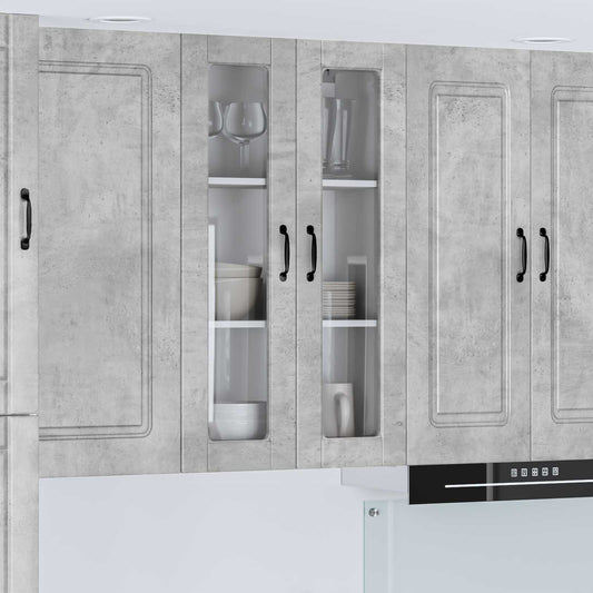 vidaXL Wall Glass Cabinet PORTO Concrete Grey 60 x 31 x 100 cm