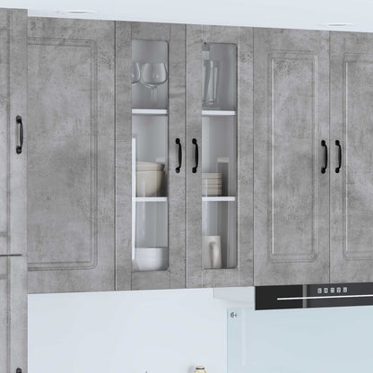 vidaXL Wall Glass Cabinet PORTO Concrete Grey 60 x 31 x 100 cm